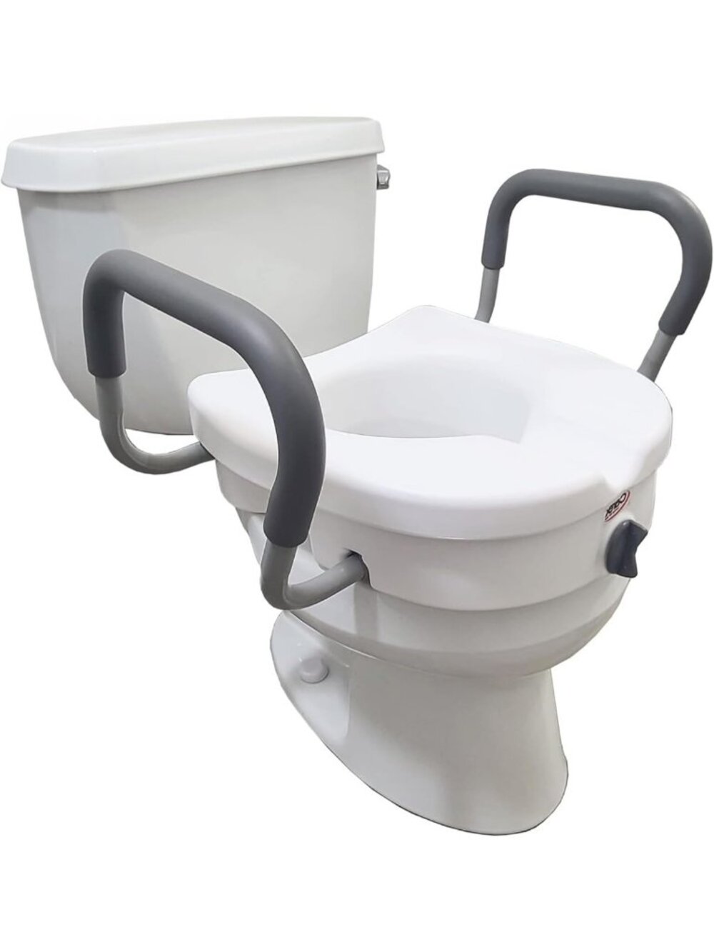 Elevated Toilet Seat with Handles - 5" Riser for Seniors & Handicap